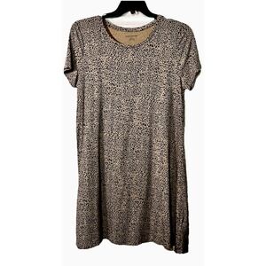 Leopard Print T-shirt Dress SS Crew Neck Sz L Casual Dress